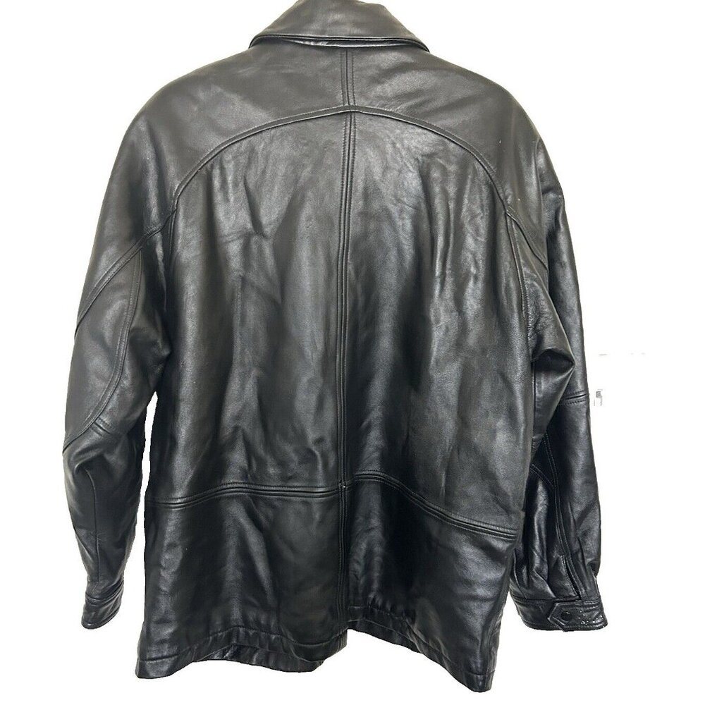 Express SIZE 54 Men's black genuine leather winter coat classic look - Picture 2 of 15